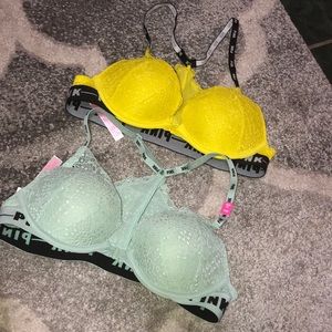 Pink Victoria’s Secret bras size 32b push up